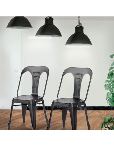 Lot de 2 chaises industrielles Noir...