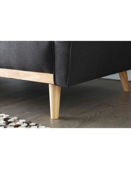 Canapé scandinave Jonas 3 places gris foncé pieds bois design